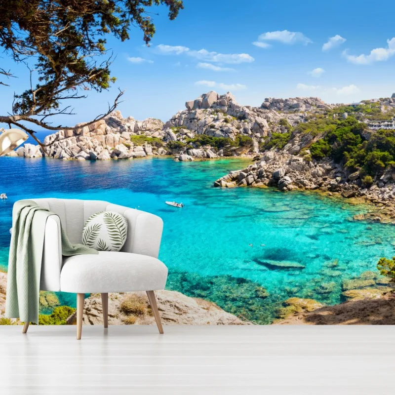 Carta da parati oasi marina dai colori turchesi