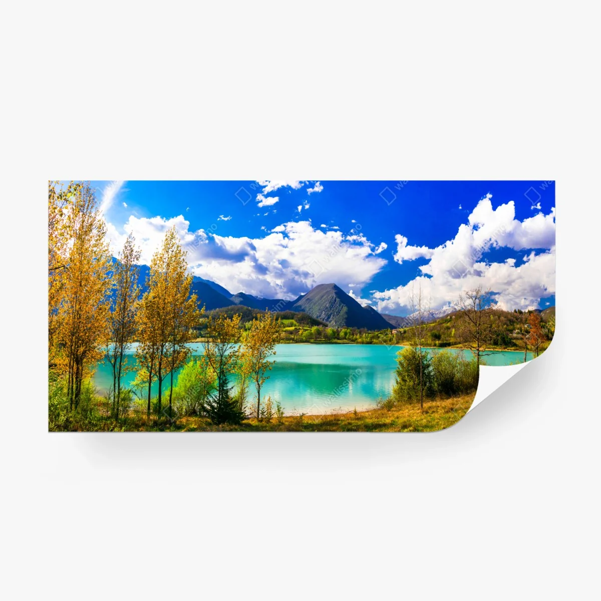 Carta da parati panorama di lago turchese e montagne • Wallissimo® Carta da parati panorama di lago turchese e montagne • Wallissimo®