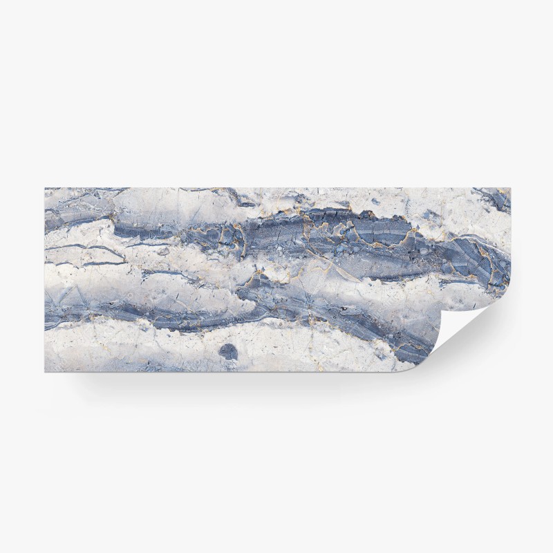 Carta da parati venature dorate su marmo blu