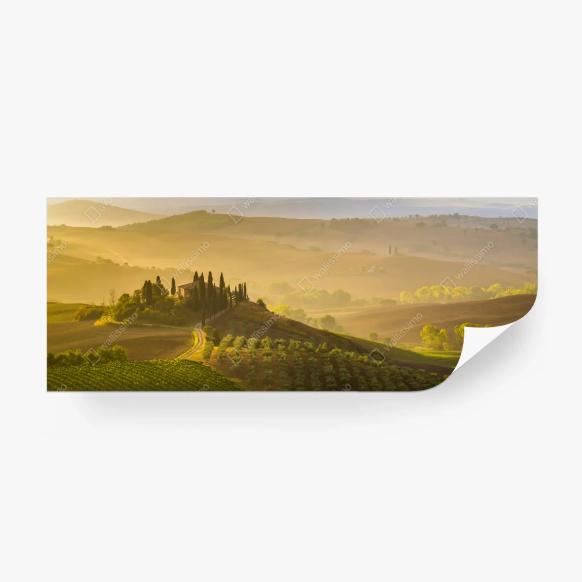Carta da parati mattina nebbiosa nella Val d'Orcia • Wallissimo® Carta da parati mattina nebbiosa nella Val d'Orcia • Wallissimo®