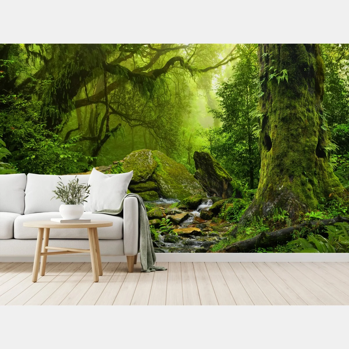 Carta da parati bosco incantato: luce e muschio • Wallissimo® Carta da parati bosco incantato: luce e muschio • Wallissimo®