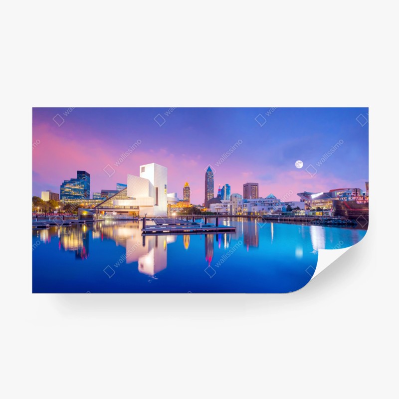 Carta da parati tramonto sul lungolago di Cleveland