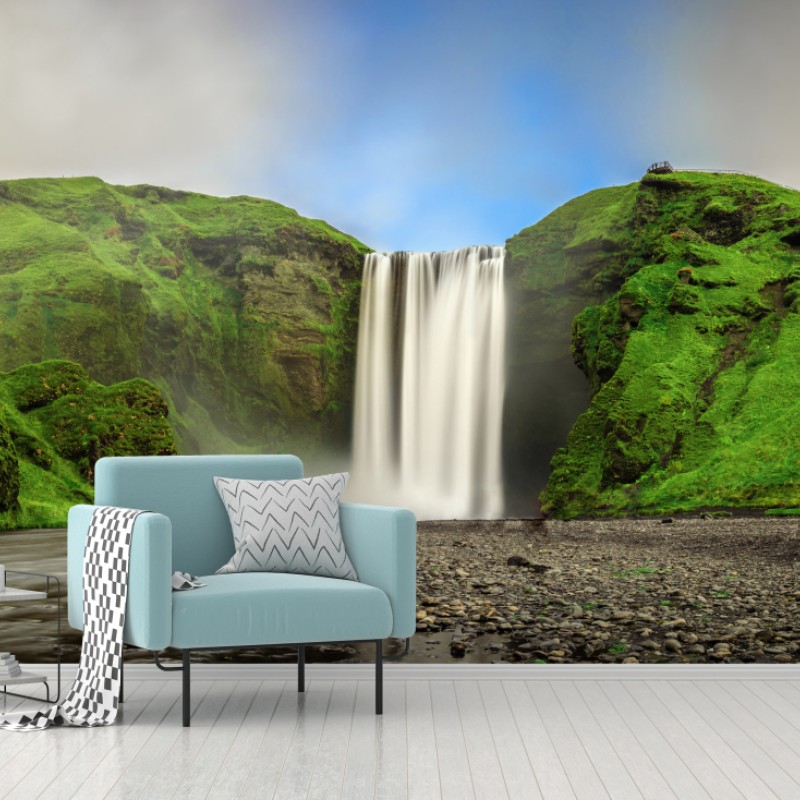 Carta da parati cascata di Skógafoss, bellezza nordica