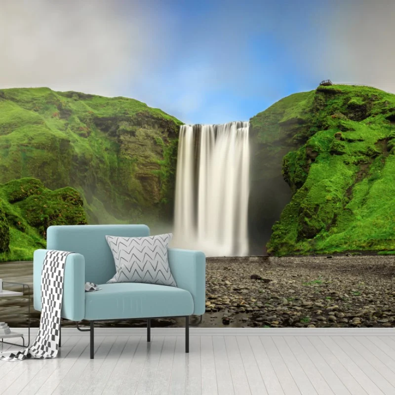 Carta da parati cascata di Skógafoss, bellezza nordica • Wallissimo® Carta da parati cascata di Skógafoss, bellezza nordica • Wallissimo®