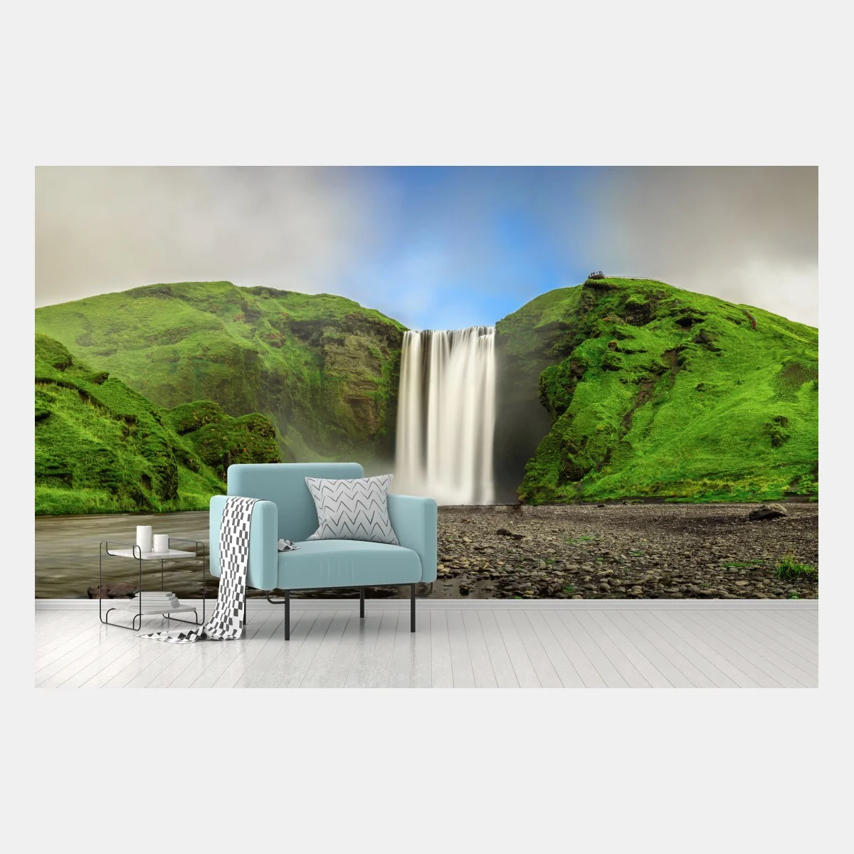 Carta da parati cascata di Skógafoss, bellezza nordica • Wallissimo® Carta da parati cascata di Skógafoss, bellezza nordica • Wallissimo®