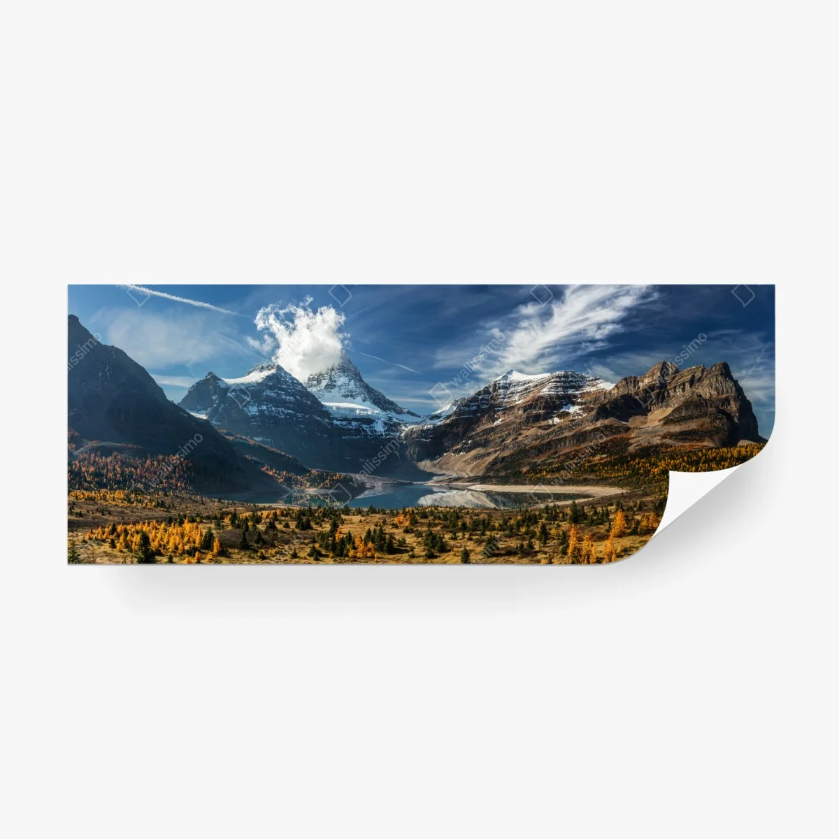 Carta da parati paesaggio montano autunnale con lago riflettente • Wallissimo® Carta da parati paesaggio montano autunnale con lago riflettente • Wallissimo®