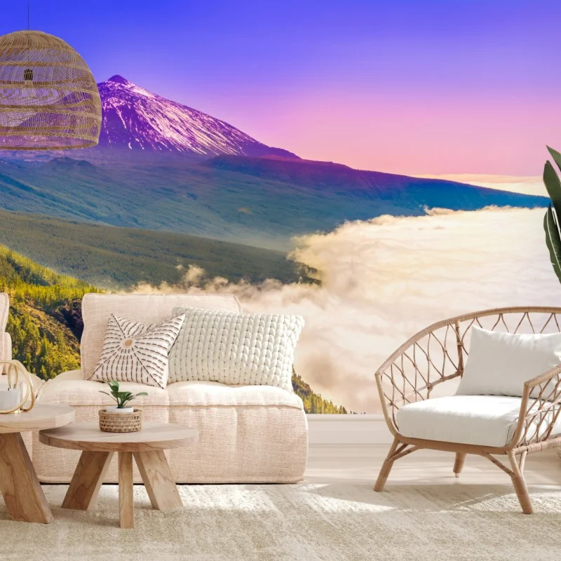 Carta da parati panorama del vulcano Teide all'alba