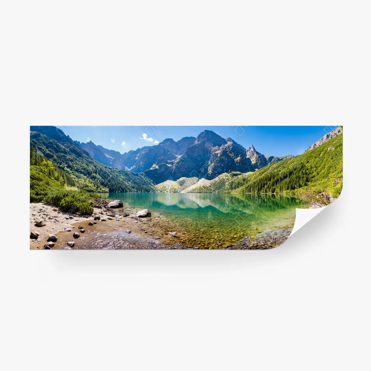 Carta da parati panorama di lago alpino cristallino • Wallissimo®