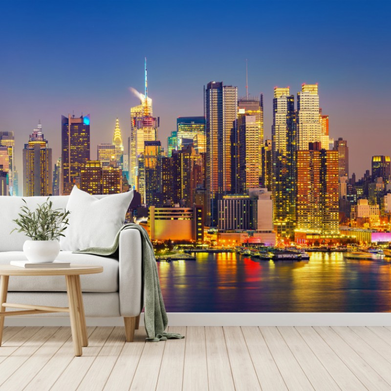 Carta da parati skyline di New York al crepuscolo