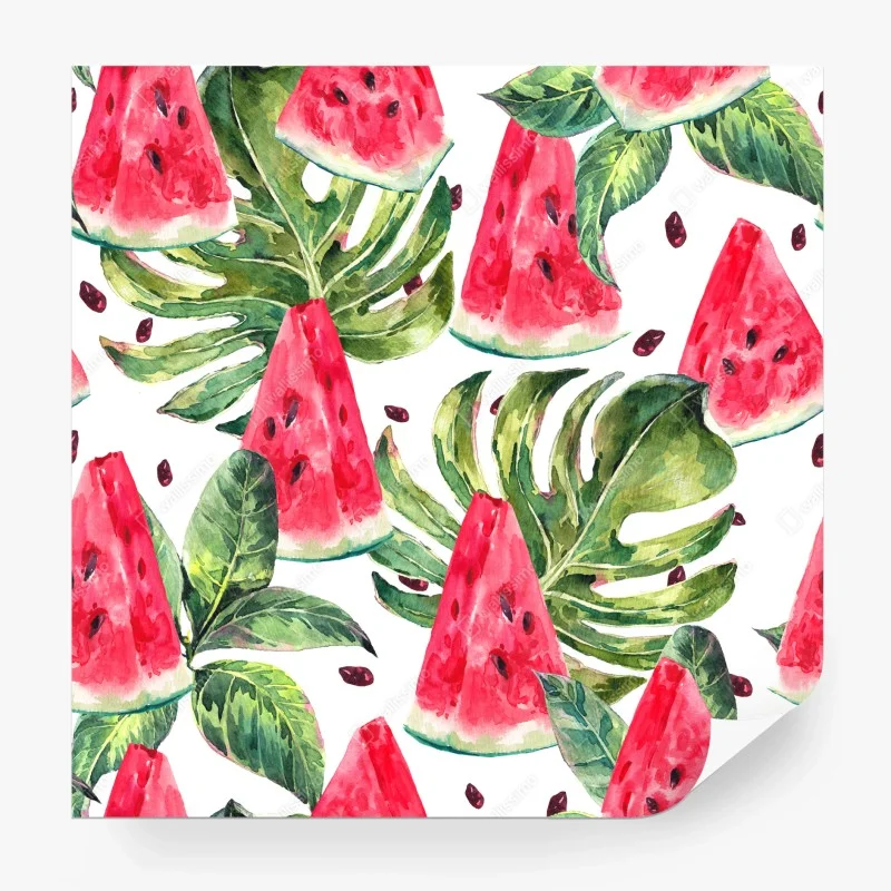 Carta da parati motivo anguria tropicale acquerellato