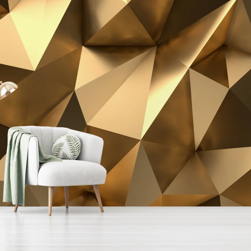 Carta da parati motivo geometrico dorato effetto sfaccettato