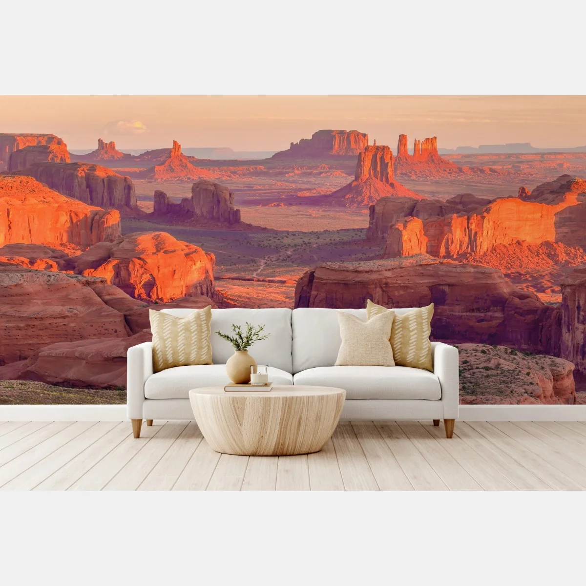 Carta da parati panorama epico di Monument Valley da Hunts Mesa • Wallissimo® Carta da parati panorama epico di Monument Valley da Hunts Mesa • Wallissimo®