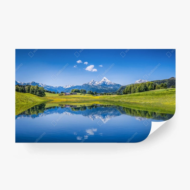 Carta da parati riflessi delle Alpi sul lago
