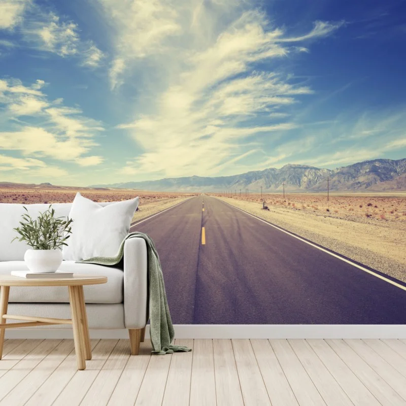 Carta da parati strada di campagna vintage verso l'orizzonte, Stati Uniti
