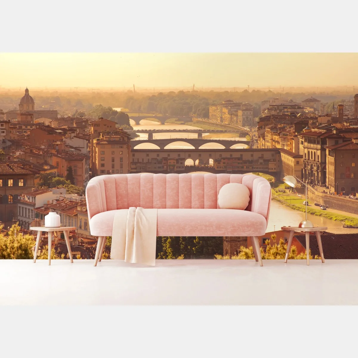Carta da parati tramonto dorato sul Ponte Vecchio, veduta di Firenze • Wallissimo® Carta da parati tramonto dorato sul Ponte Vecchio, veduta di Firenze • Wallissimo®