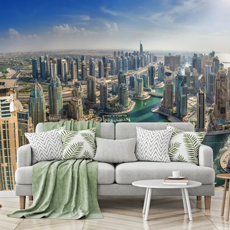 Carta da parati vista panoramica di Dubai Marina, skyline moderno