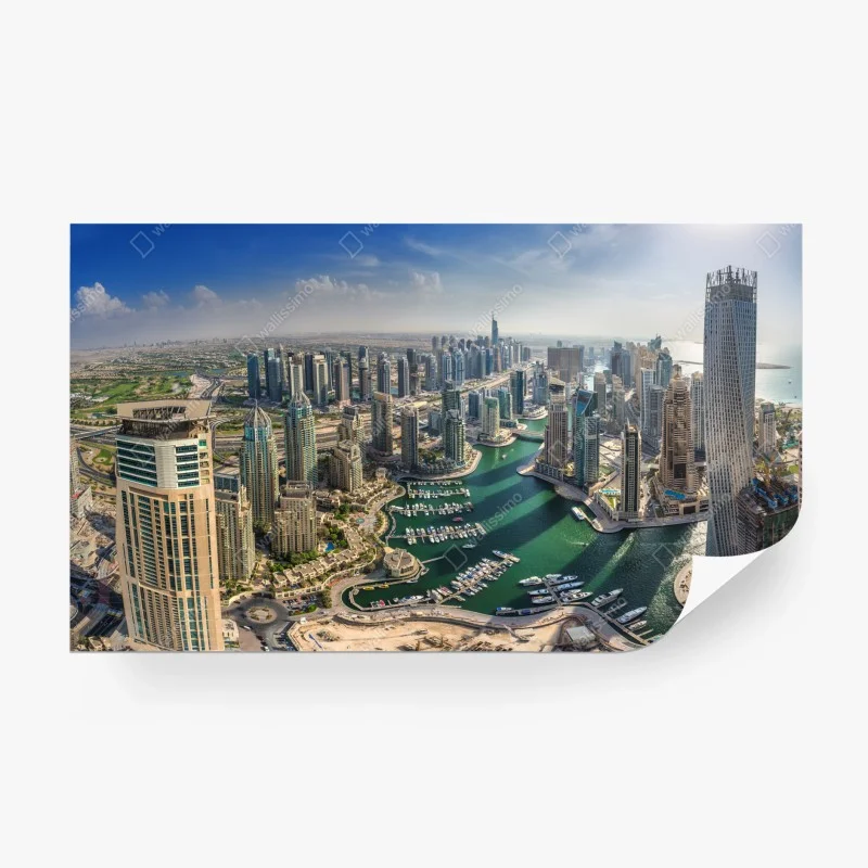 Carta da parati vista panoramica di Dubai Marina, skyline moderno