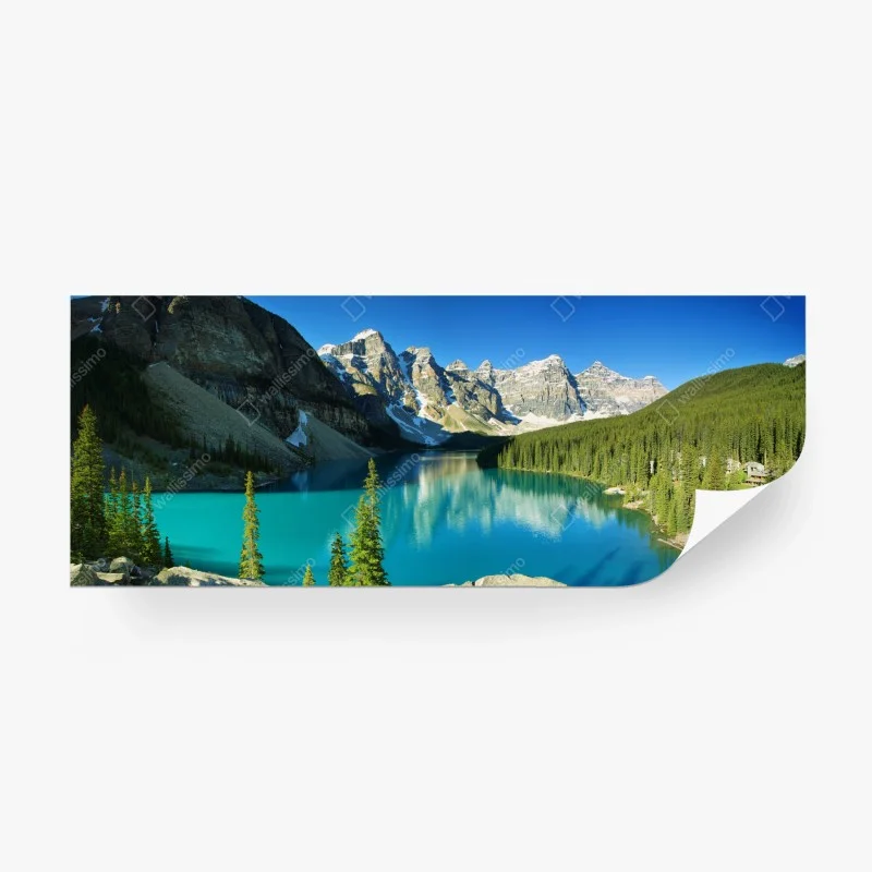 Carta da parati stampa murale paesaggio montano con lago turchese