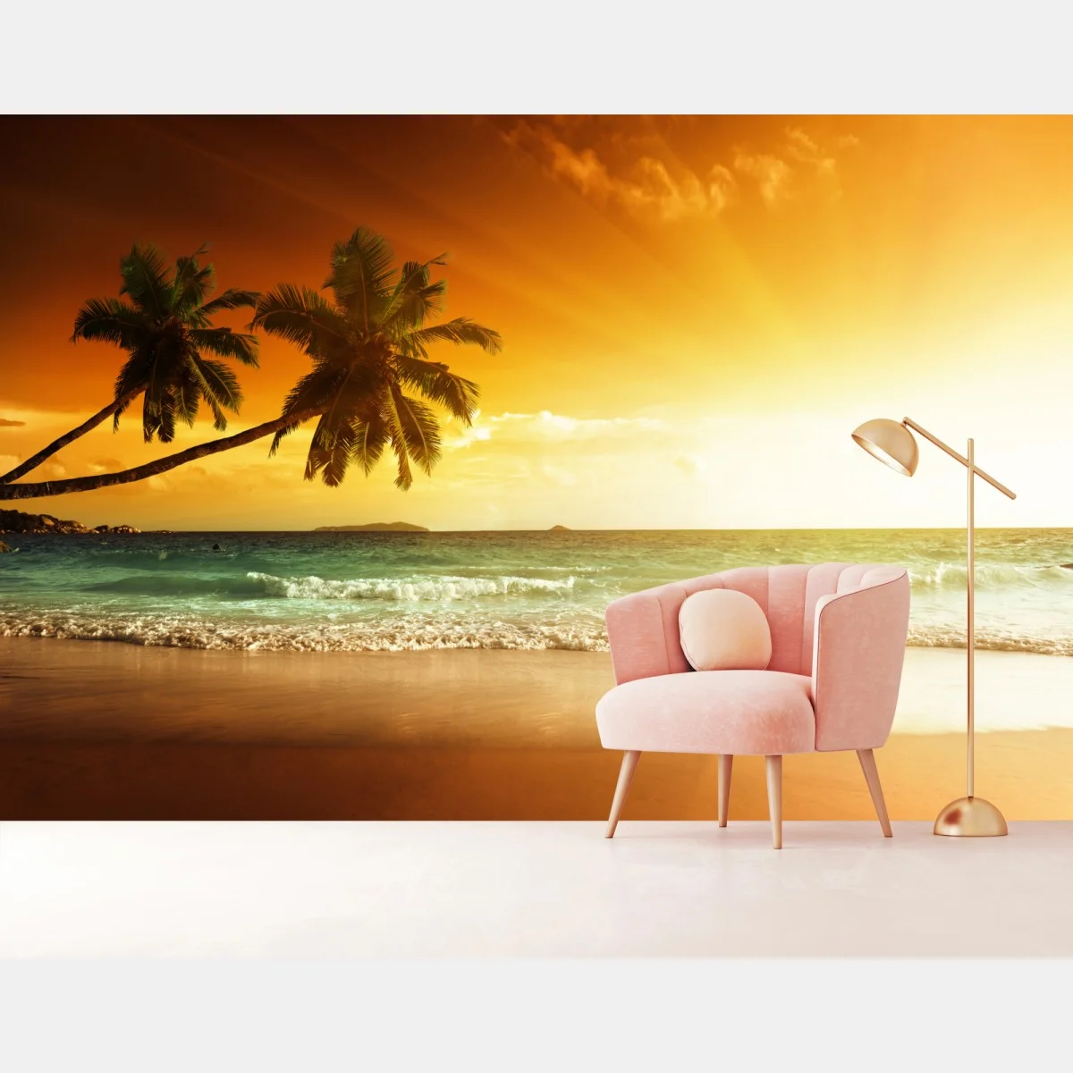 Carta da parati tramonto dorato sui Caraibi • Wallissimo® Carta da parati tramonto dorato sui Caraibi • Wallissimo®