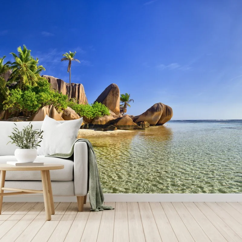 Carta da parati paradiso tropicale sulla costa granitica