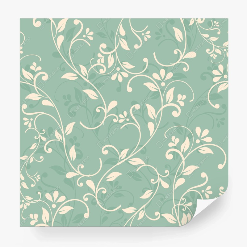 Carta da parati motivo floreale elegante in verde menta
