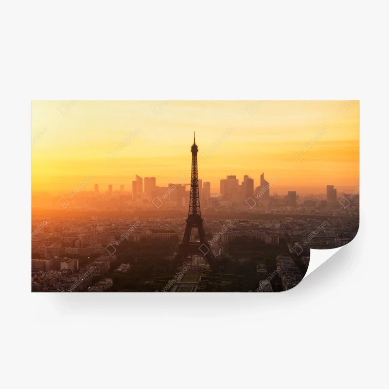 Carta da parati tramonto dorato sulla Torre Eiffel a Parigi • Wallissimo® Carta da parati tramonto dorato sulla Torre Eiffel a Parigi • Wallissimo®
