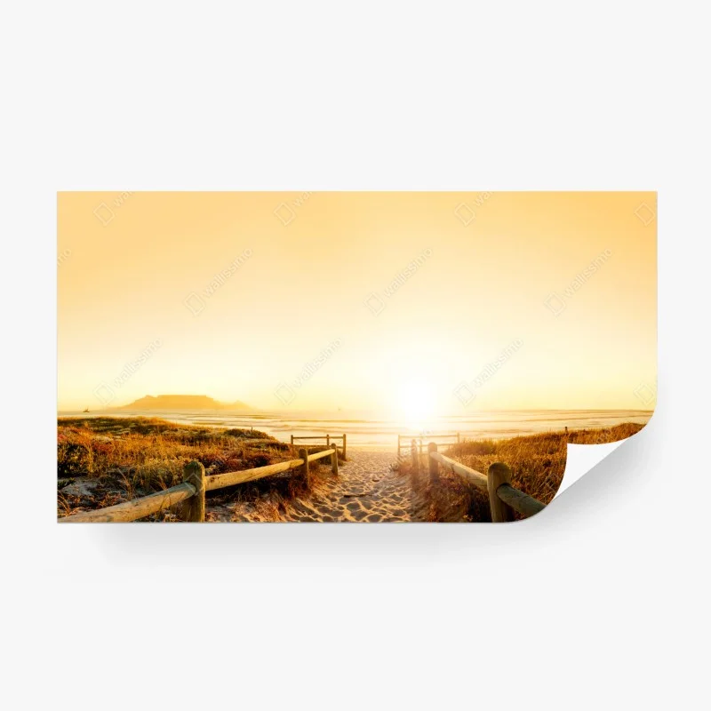 Carta da parati tramonto dorato su Table Mountain vicino a Città del Capo
