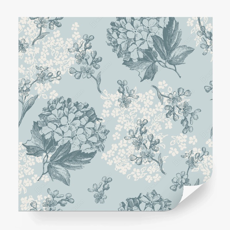 Carta da parati eleganza floreale in azzurro pastello