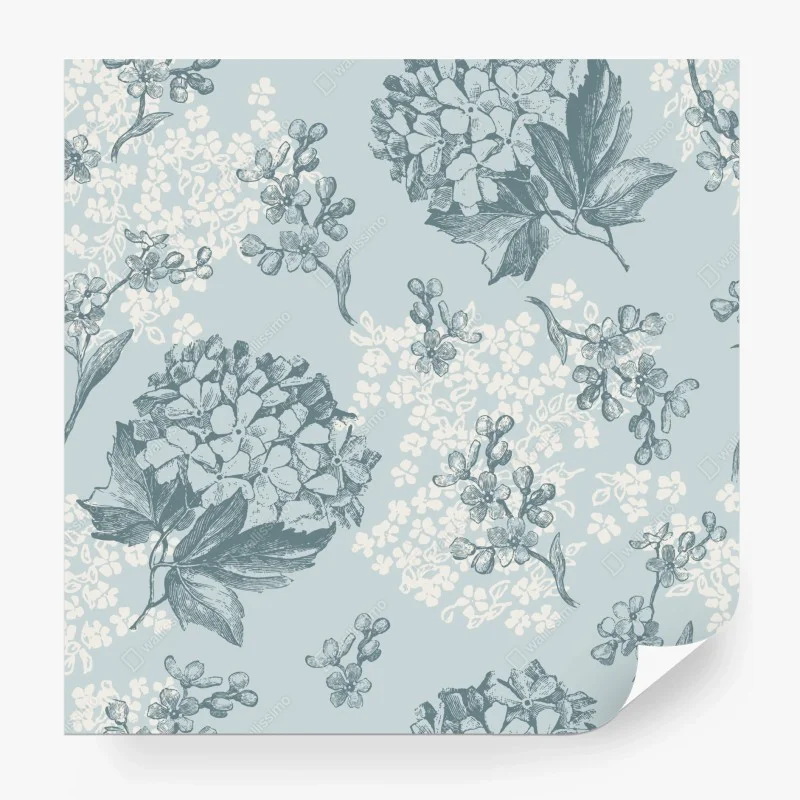 Carta da parati eleganza floreale in azzurro pastello