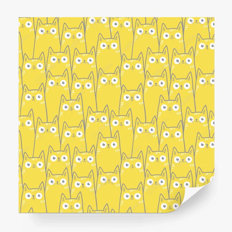 Carta da parati pattern di gatti gialli dal design minimalista
