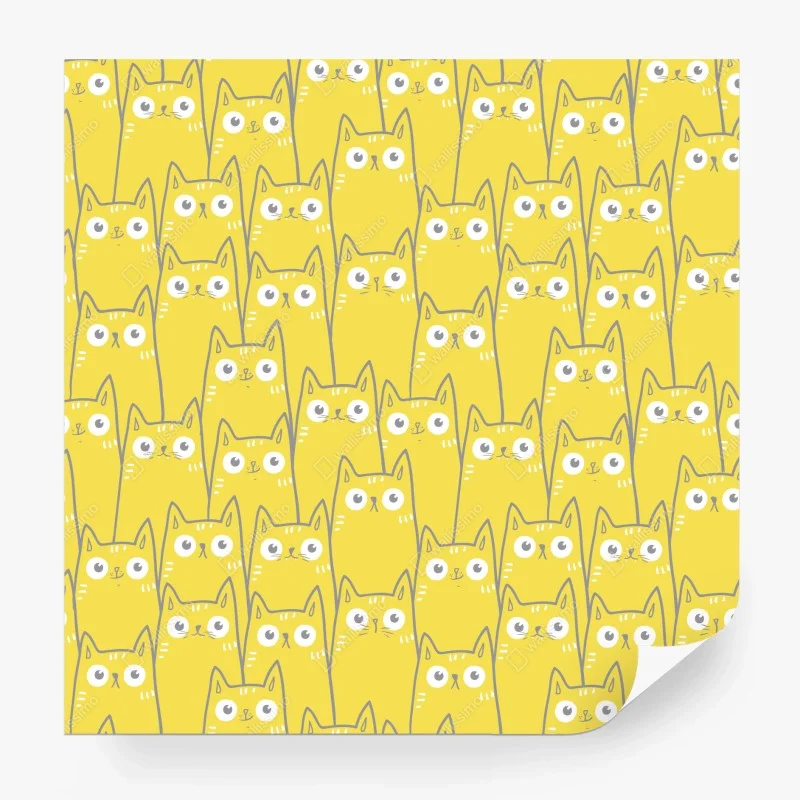 Carta da parati pattern di gatti gialli dal design minimalista