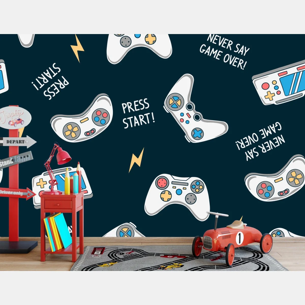 Carta da parati motivo gamer con controller e console • Wallissimo® Carta da parati motivo gamer con controller e console • Wallissimo®