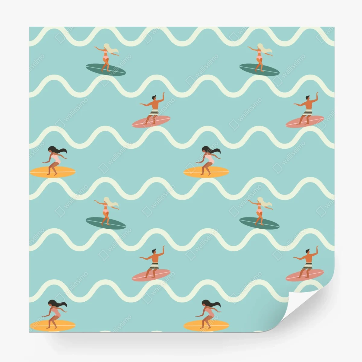 Carta da parati motivo surf sulle onde estive • Wallissimo®