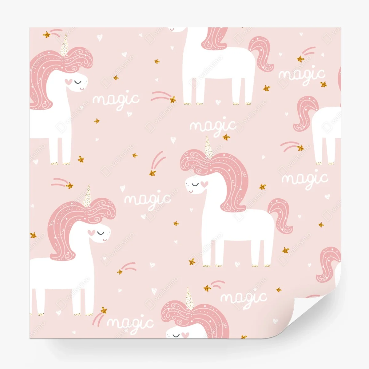 Carta da parati motivo magico di unicorni rosa • Wallissimo® Carta da parati motivo magico di unicorni rosa • Wallissimo®