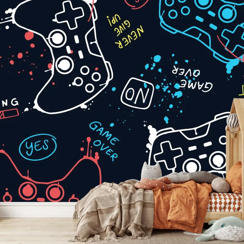 Carta da parati motivo controller colorati per decorazione murale