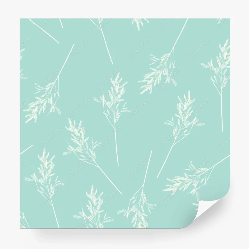 Carta da parati motivo botanico turchese delicato