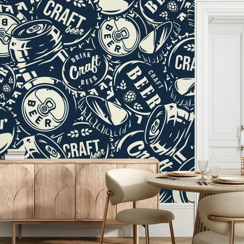 Carta da parati motivo birra artigianale retrò