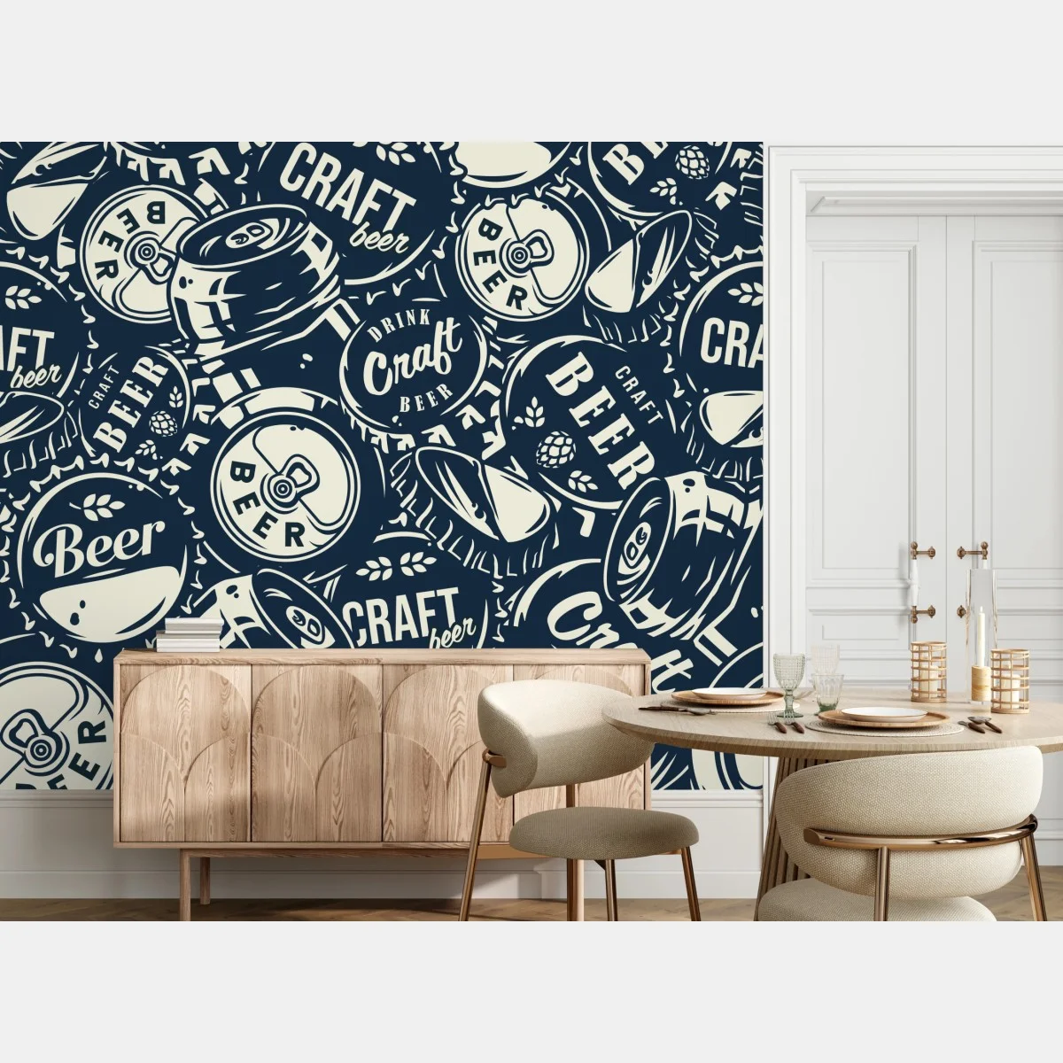 Carta da parati motivo birra artigianale retrò • Wallissimo® Carta da parati motivo birra artigianale retrò • Wallissimo®