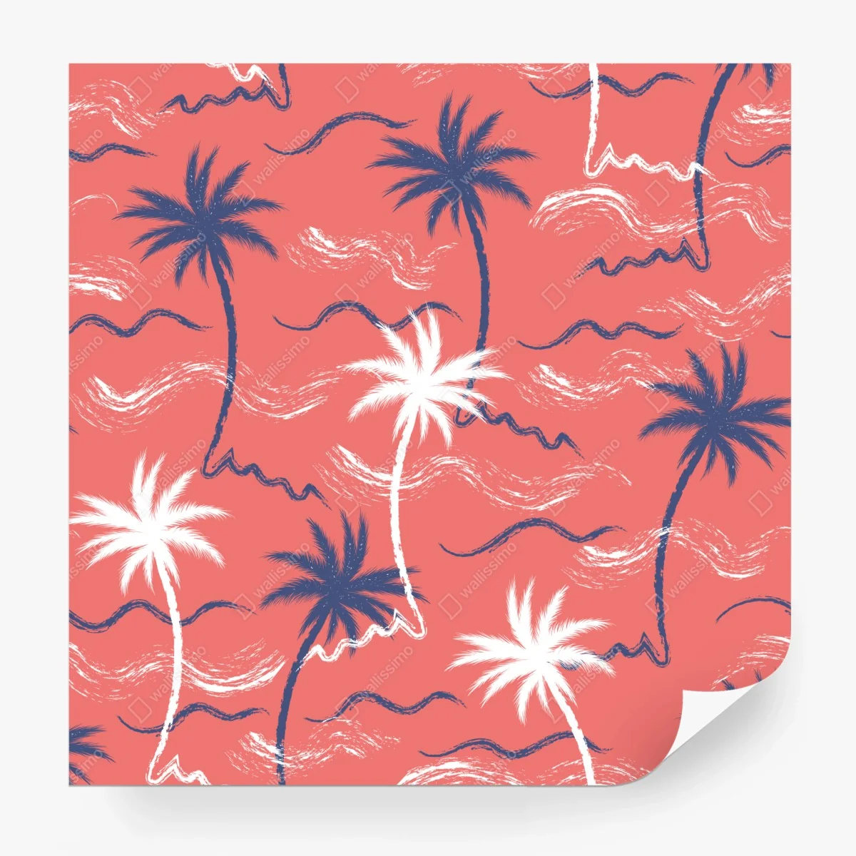 Carta da parati motivo tropicale di palme su sfondo corallo • Wallissimo® Carta da parati motivo tropicale di palme su sfondo corallo • Wallissimo®