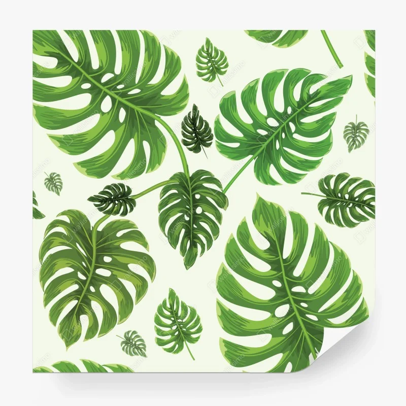 Carta da parati motivo tropicale con foglie di monstera