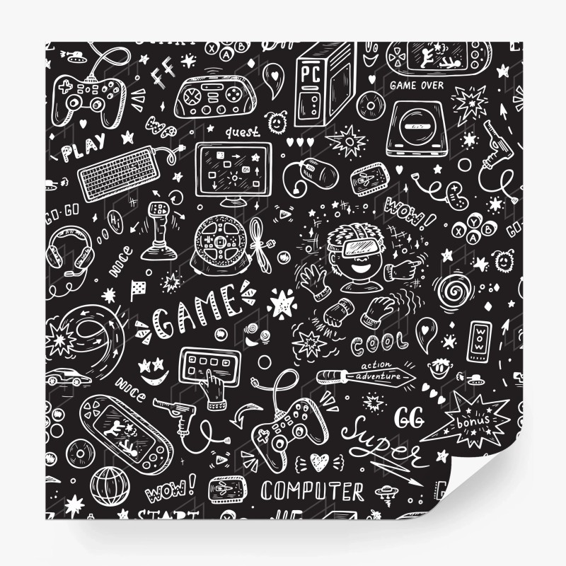Carta da parati doodle di videogiochi e realtà virtuale