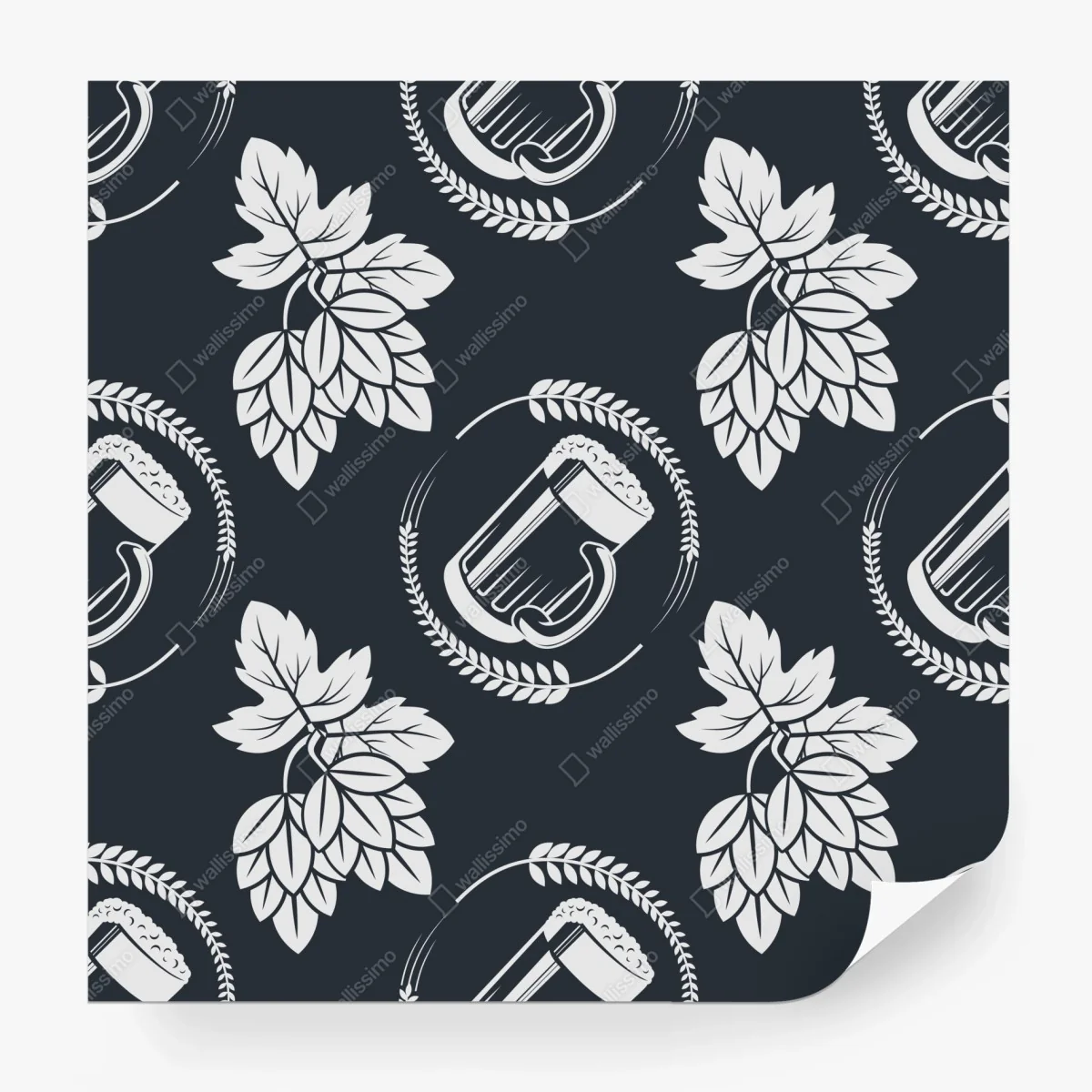 Carta da parati motivo birra e luppolo in stile vintage • Wallissimo® Carta da parati motivo birra e luppolo in stile vintage • Wallissimo®