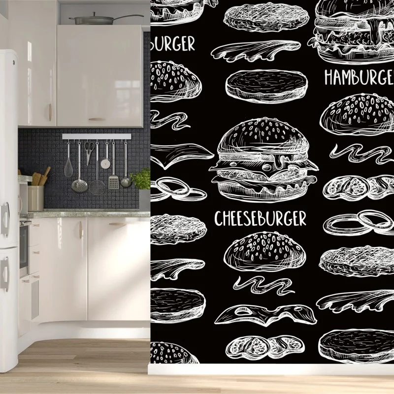 Carta da parati motivo di hamburger disegnati a mano