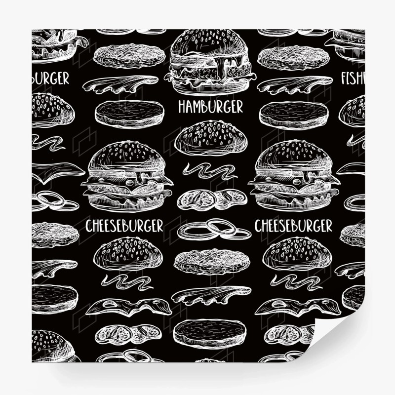 Carta da parati motivo di hamburger disegnati a mano