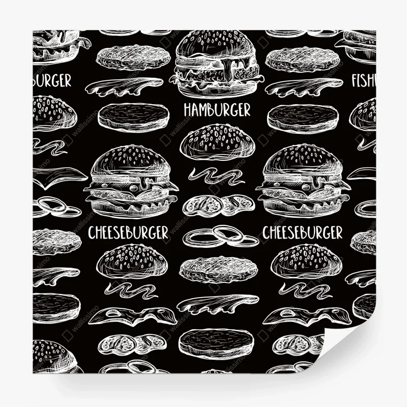 Carta da parati motivo di hamburger disegnati a mano