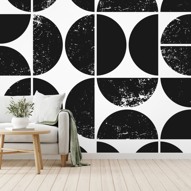 Carta da parati motivo geometrico astratto in bianco e nero