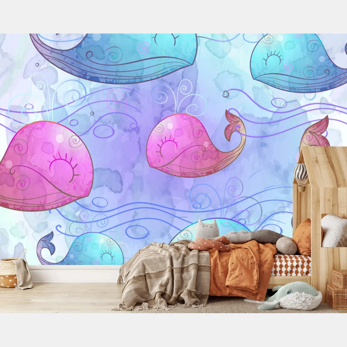 Carta da parati balene acquerellate in stile giocoso • Wallissimo® Carta da parati balene acquerellate in stile giocoso • Wallissimo®