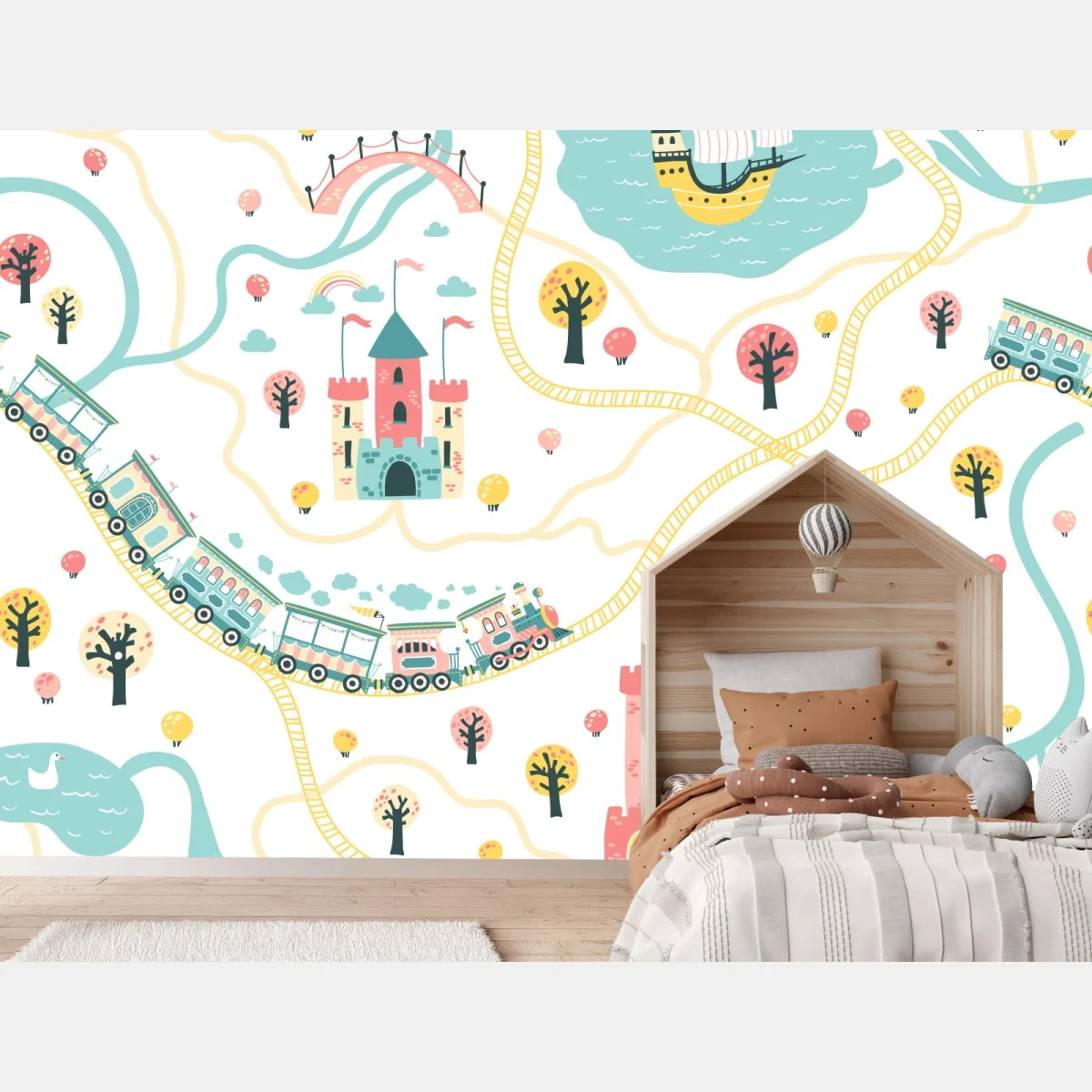Carta da parati mappa del regno incantato in stile pastello • Wallissimo® Carta da parati mappa del regno incantato in stile pastello • Wallissimo®