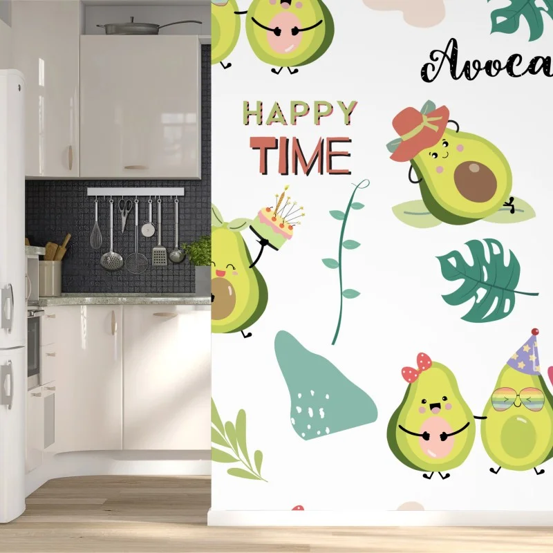 Carta da parati avocado felici: motivo illustrato per decorazione