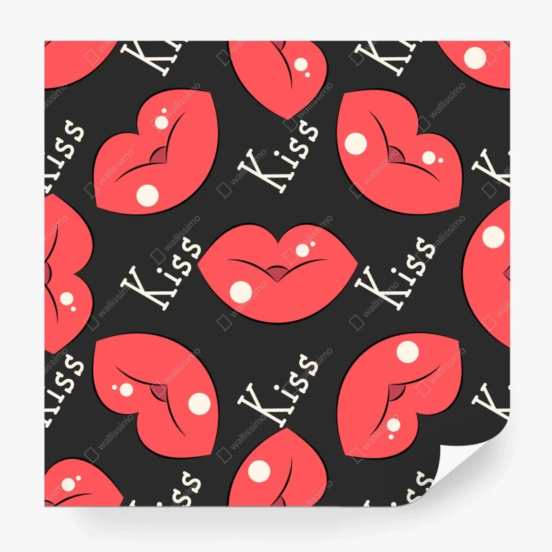 Carta da parati motivo labbra rosse in stile pop art
